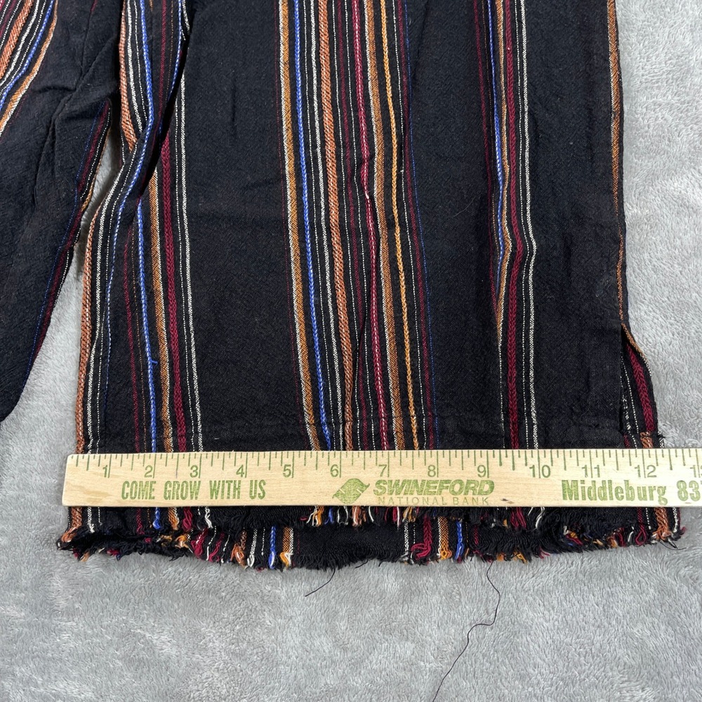 Democracy Crop Pants Womens 12 Black Striped Flex-ellent Raw Hem Wide Leg Boho - Picture 3 of 11